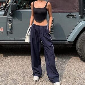 Women's Navy Blue Wide-Leg Pants